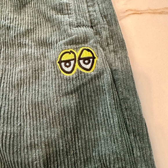 Teal Corduroy Pants with Embroidered Detail - Picture 2 of 4